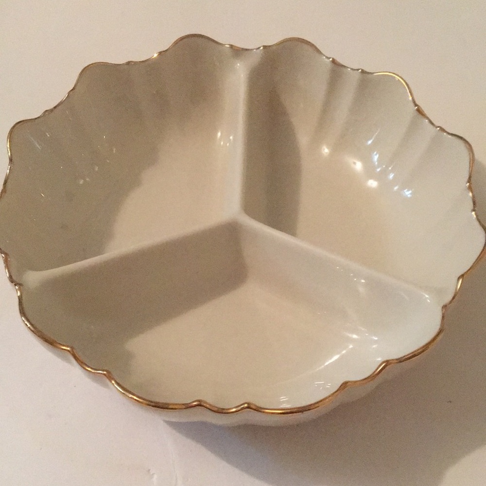 Vintage Lenox Gold Rimmed Divided 8” Dish